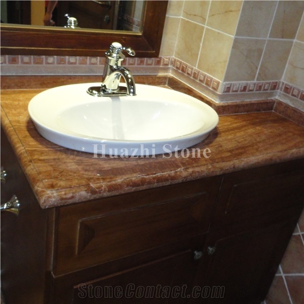 Red Wooden Marble Countertop/Polished Bath Tops/Red Stone