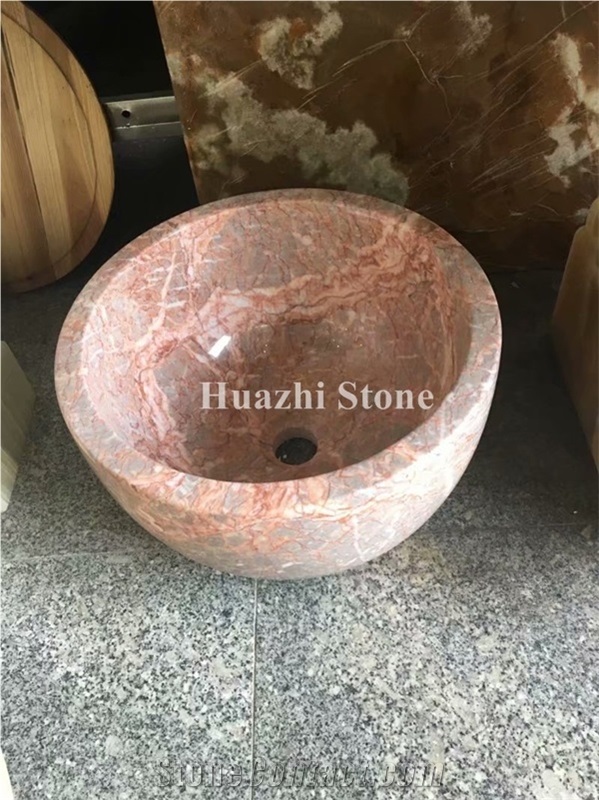 White Marble Wash Basins, Round Sinks for Bathroom, Stone Oval Sinks