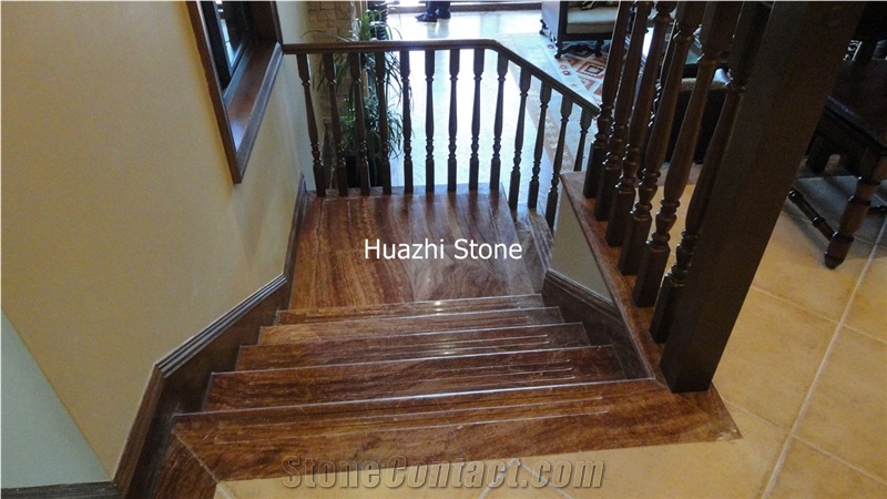Wooden Red Marble Stairs & Steps