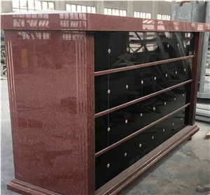 64 Niche Imperial Red Shanxi Black Columbarium Wall for Cemetery