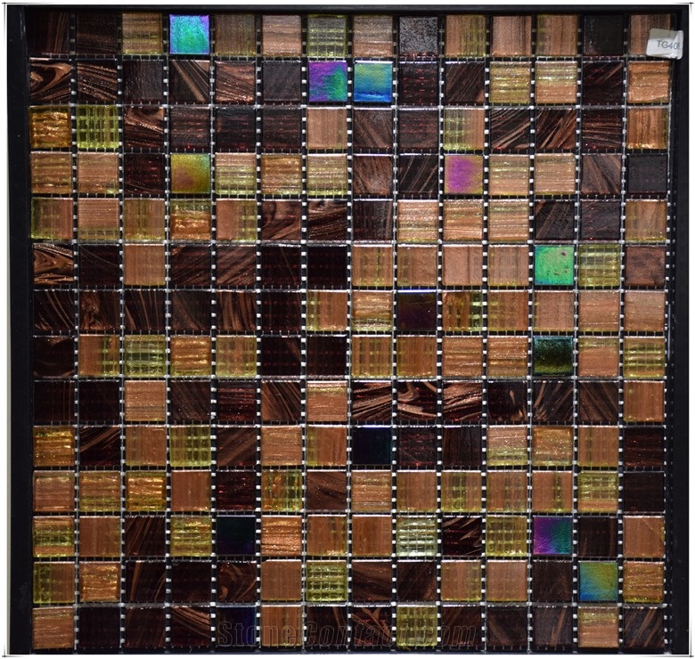 Brown Glass Mosaic Tile for Project Bathroom Kitchen Swimming Pool