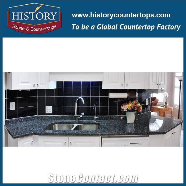 China Blue Pearl Granite Countertop Bar Top Island Solid Surface