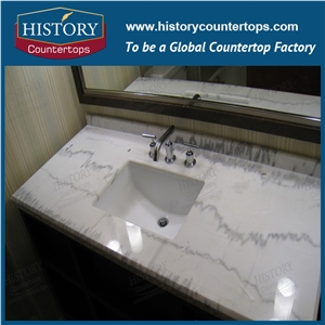 China Landscape White Marble Hotel House Project Bathroom Vanities Top