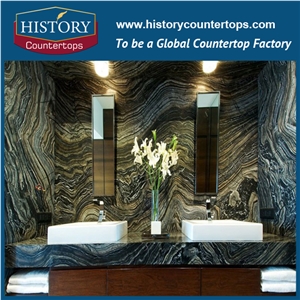 China Wood Grain Marble Artificial Stone Vanity Top Bath Tops
