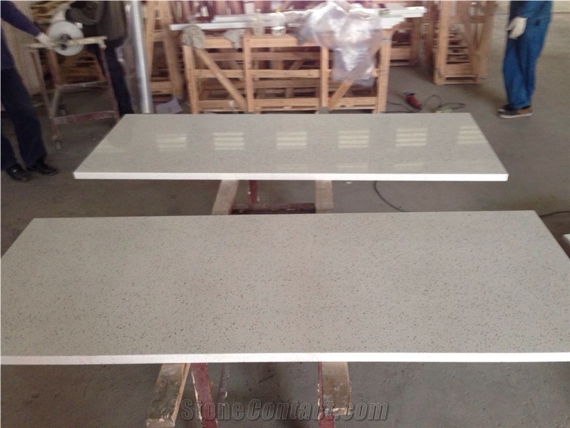 White Mirror Fleck Quartz-P005-Countertop / Hot Sale Kitchen Work Tops