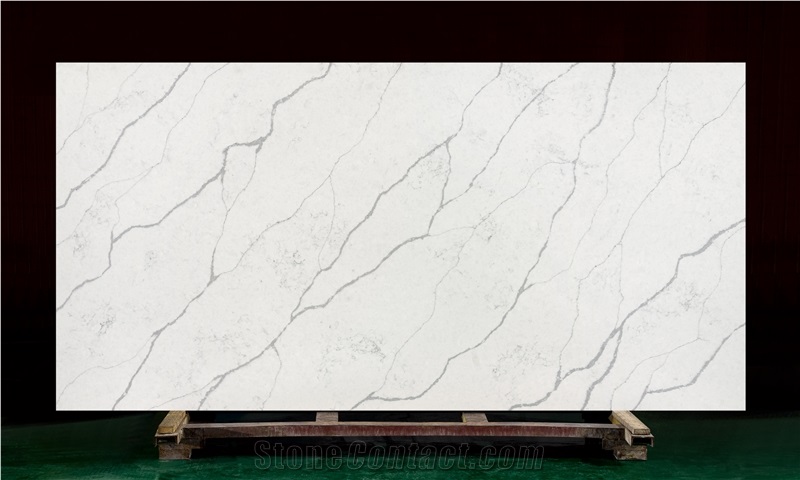 White Quartz Kavm-18332 Quartz Tiles&Slabs Flooring&Walling