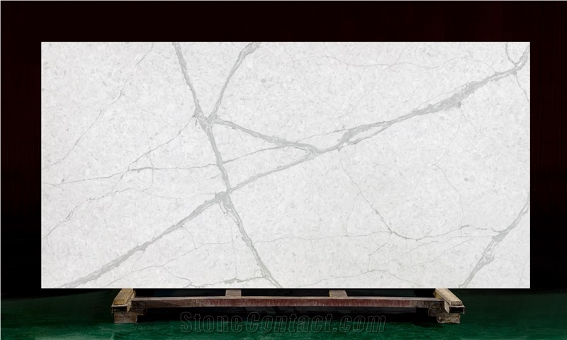 White Quartz No.39 Calacatta White Quartz Slabs&Tiles Flooring