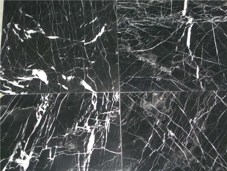 Black Marquina Slab,Tiles,Nero Marquina, with Black White Lines/Veins