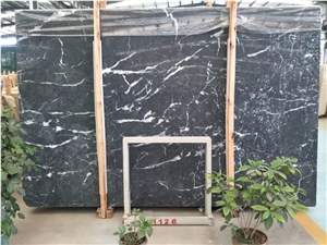 Black with White Line Veins Marble Tiles for Wall and Floor Covering