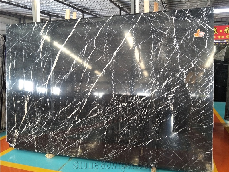 China Black Nero Marquina Marble Slabs & Tiles for Floor/Wall Covering