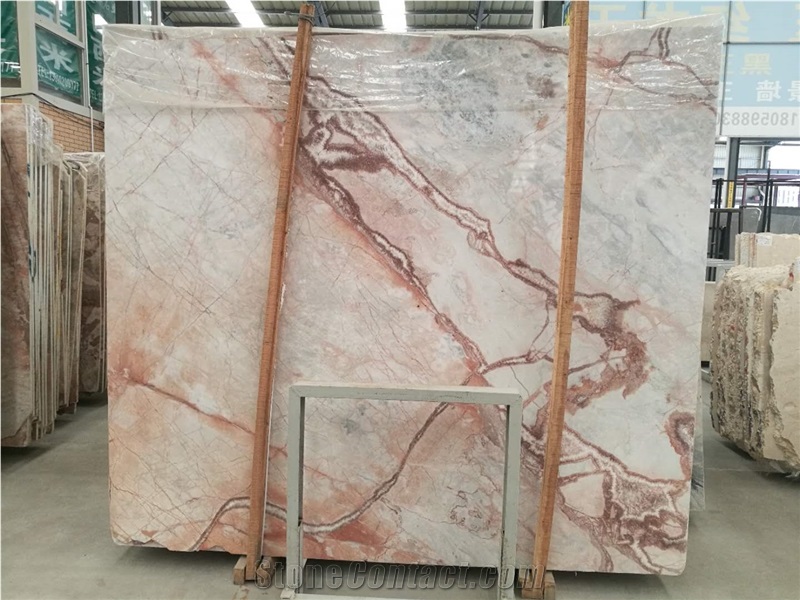 China Red Spider Marble Slab Cut Panel Wall Hotel Lobby Floor Covering