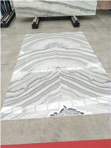 China White Marble with Sea Wave Grey Vein Slabs for Floor/Wall Paving