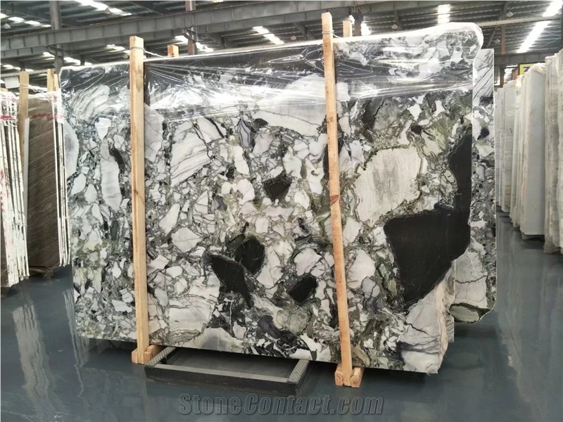 Colorful Cold Jade Marble Slab/Ice Green Stone with Polished Surface