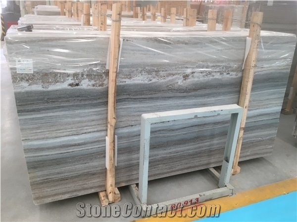 Crystal Blue Marble with Brown Veins/Wood Grain Stone Slabs for Decor