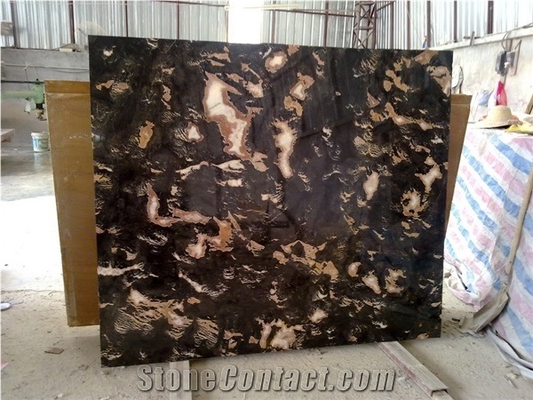 Golden Butterfly Marble Slabs & Tiles/Black&Yellow Stone for Wall