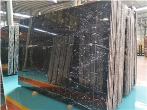 High Quality Polished China Black Nero Marquina Marble Flooring Panel