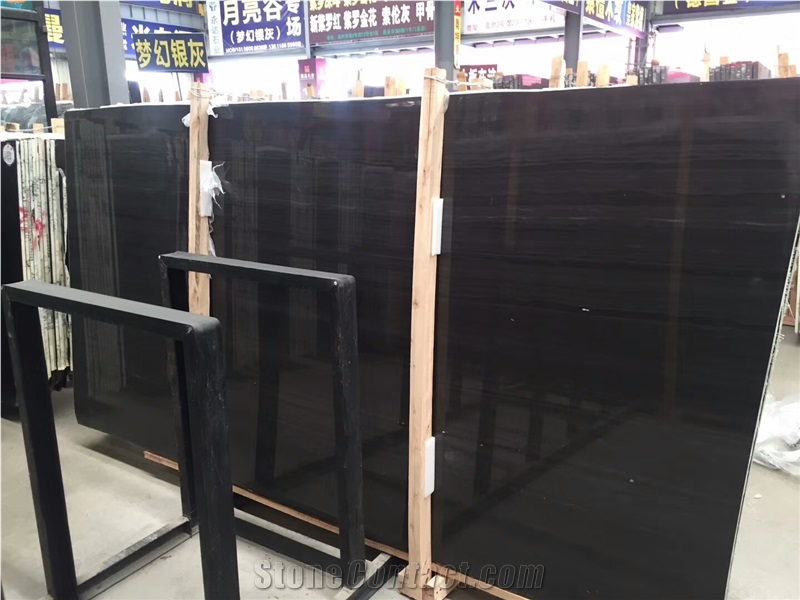 High Quality Pure Black Wood Vein Marble for Kitchen&Vanity Top
