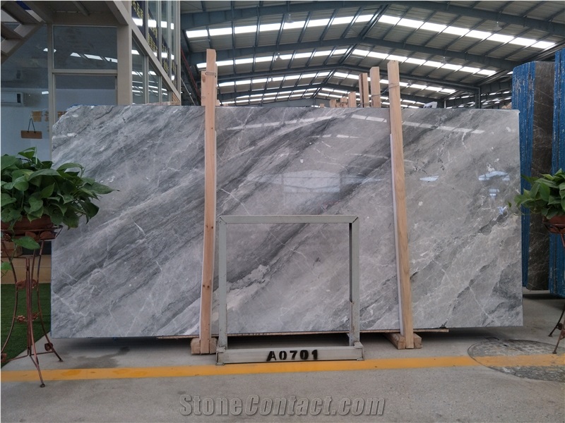 Hotel Wall Cover Decoration White and Grey Marble Slabs & Tiles