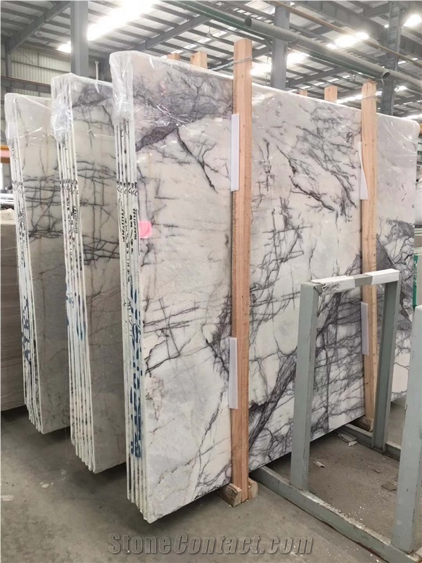 Italy White Ice Jade with Lilac Vein Marble Slabs for Wall Decoration