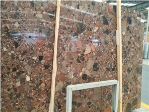 Luxury Colorful Pearls Multicolor Red Marble Slabs for Wall Covering