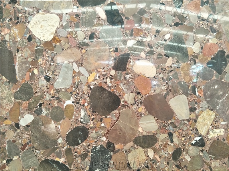 Luxury Colorful Pearls Multicolor Red Marble Slabs for Wall Covering