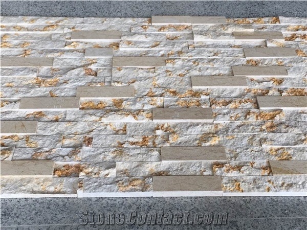 New Yellow Marble Cultured Stone Brick Stacked Stone for Wall Decor