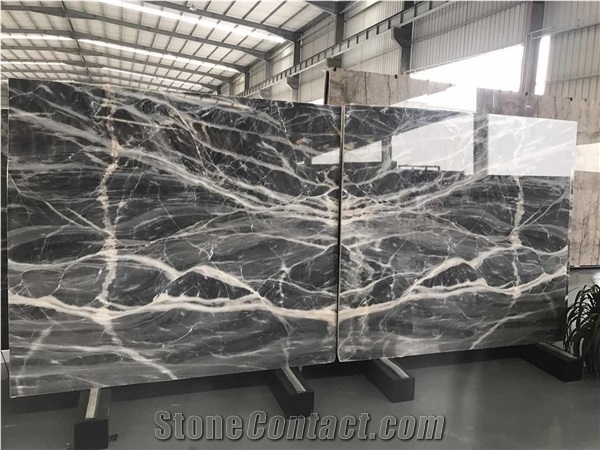 Ocean Grey Wood Vein Marble High Polished Slabs for Background Wall