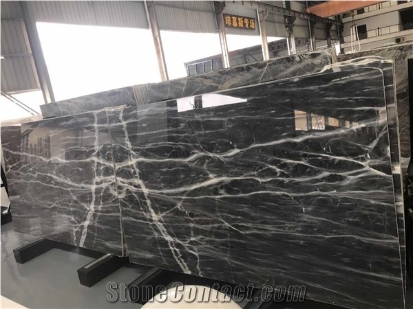 Ocean Grey Wood Vein Marble High Polished Slabs for Background Wall