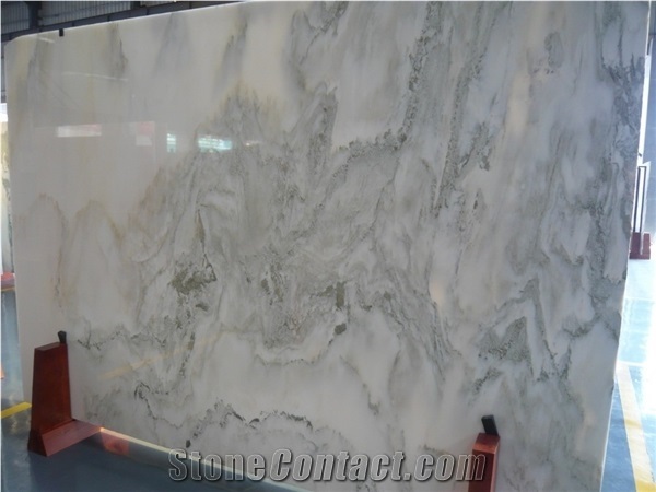 Polished Slabs & Tiles Home Decor White Marble with Green Veins