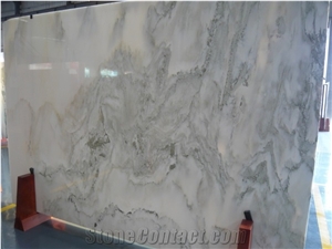 Polished Slabs & Tiles Home Decor White Marble with Green Veins