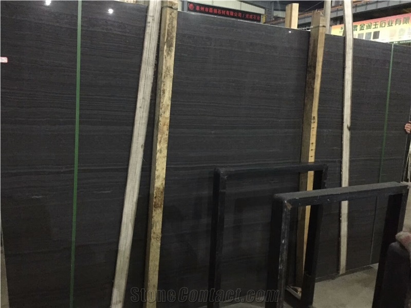 Pure Black Wooden Marble for Interiol Wall and Floor/Countertop