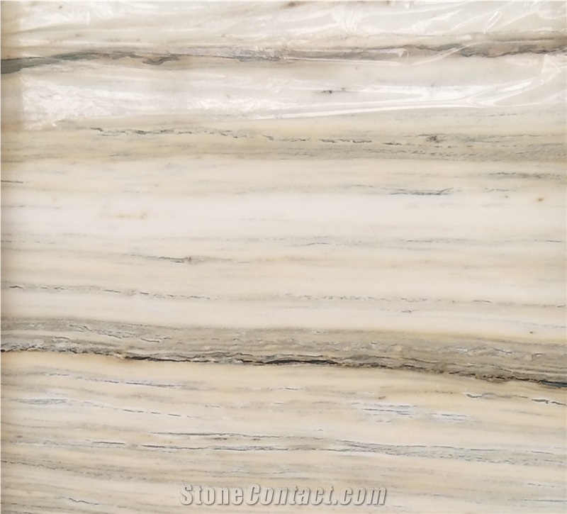 White with Green Wooden Vein Marble Slab for Walling Tile