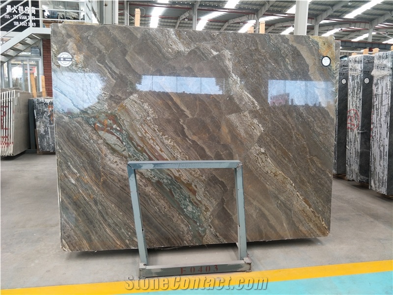 Wholesale Brown Wave Lilac Gold Marble Slabs for Wall & Floor Covering