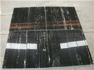 Silver Dragon China Nero Portoro Marble Tile & Slab for Wall and Floor