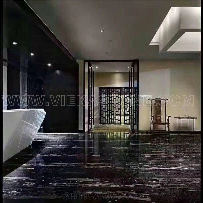 Silver Dragon China Nero Portoro Marble Tile & Slab for Wall and Floor