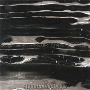 Silver Dragon Chinese Black Portoro Marble Tile & Slab for Wall Floor, China Black Marble