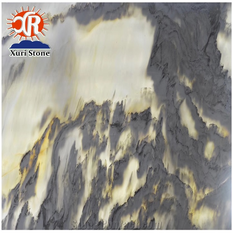 Chinese Landscape Painting Marble Slabs Polished Multicolor Marble