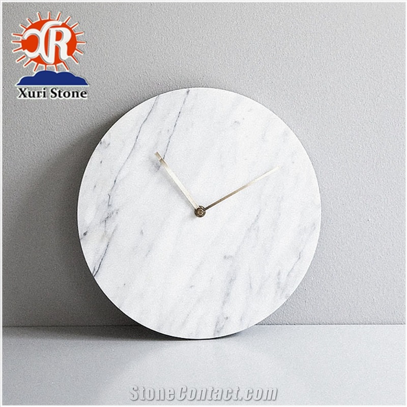Customized Design White Marble Stone Wall Clock for Decoration