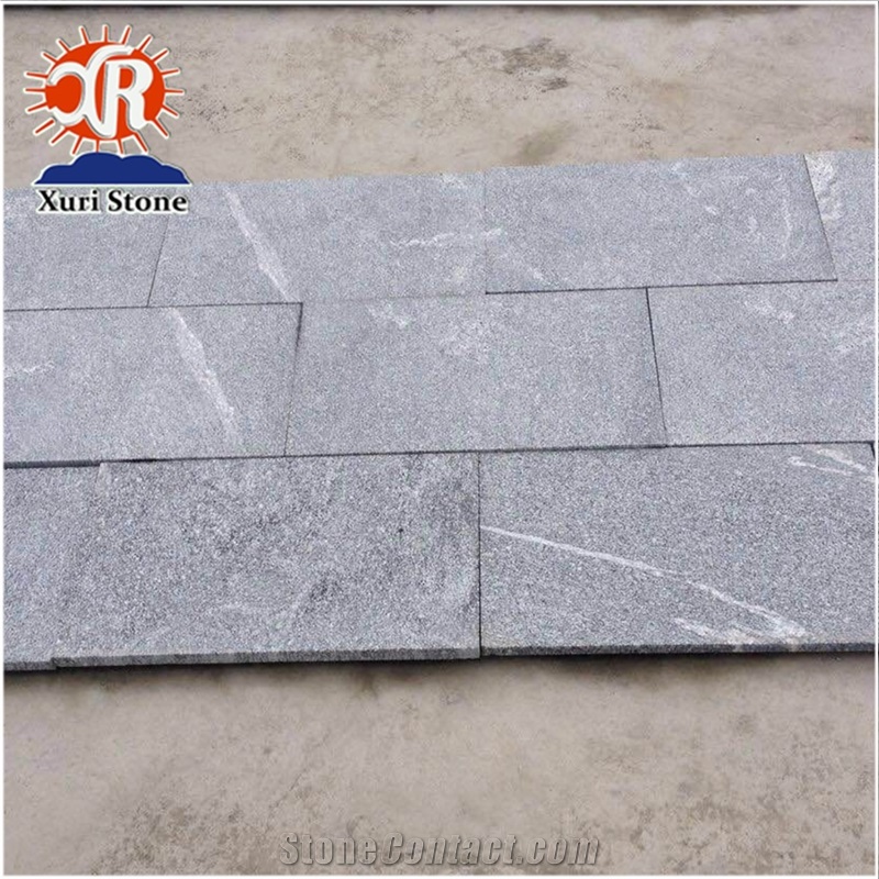 Flamed Surface China Cheap Black with White Vein Granite Floor Tile