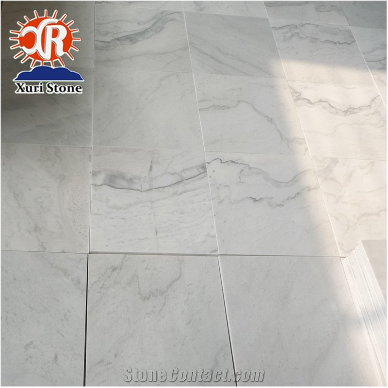 Flooring Tile Polished Guangxi White Marble with Grey Veins