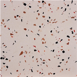Beige Terrazzo Tiles with Glass Particles, Artificial Stone, Tt005m
