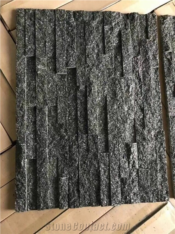 China Culture Stone Black Galaxy Slate Natural Face Wall Stone Panels