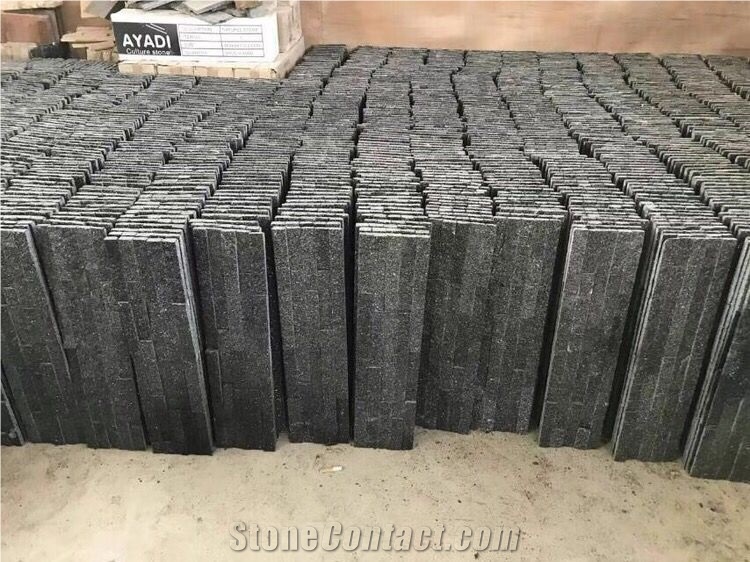 China Culture Stone Black Galaxy Slate Natural Face Wall Stone Panels