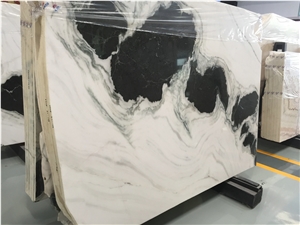 China Panda White Marble 1.8cm Big Slabs for Wall & Floor