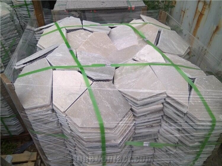 China Random Flagstone Tiles for Floor and Wall,Slate on Mesh