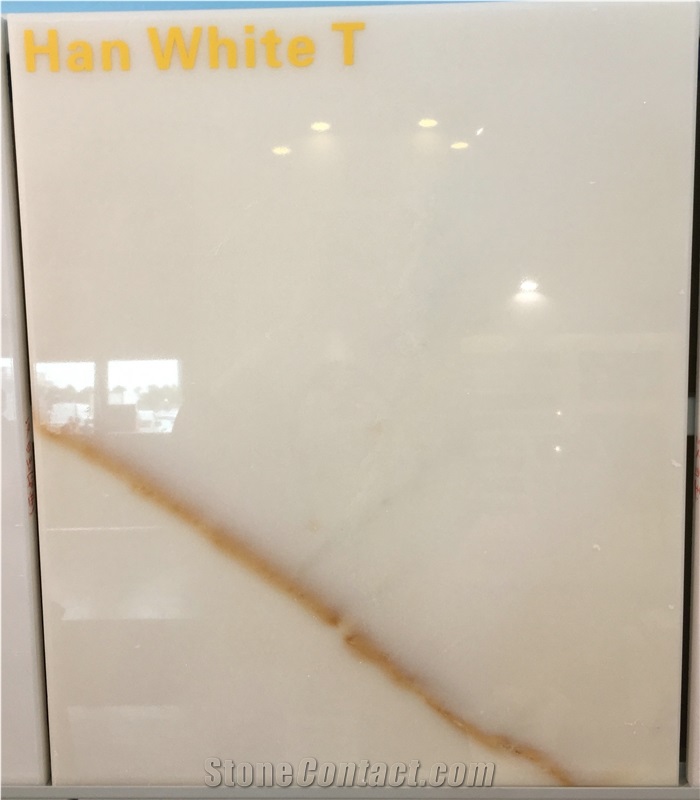 Chinese White Marble with Golden Viens, Han White T, Cut-To-Size Tiles