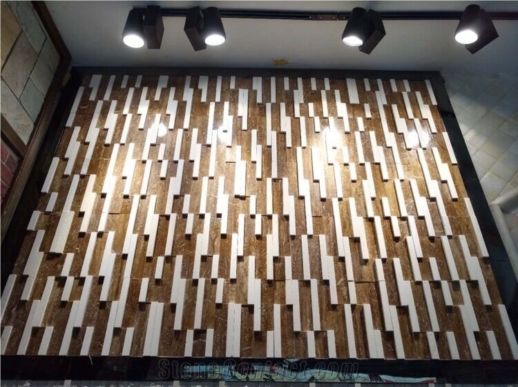 Coffee Brown Travertine Cultured Stone Tv Wall Wall Cladding /Panels
