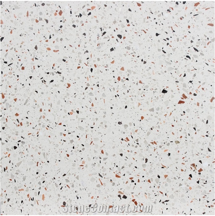 White Terrazzo Tiles, Artificial Stone, Tt006g
