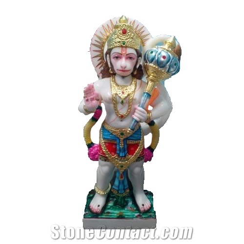 Hanuman Statue, Makrana Kumari White Marble Statues