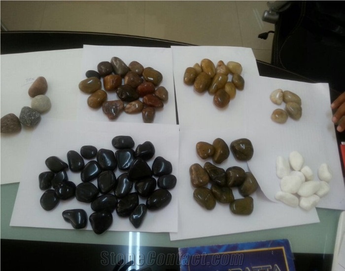 Cheap Natural Polished Pebble with Mixed Color